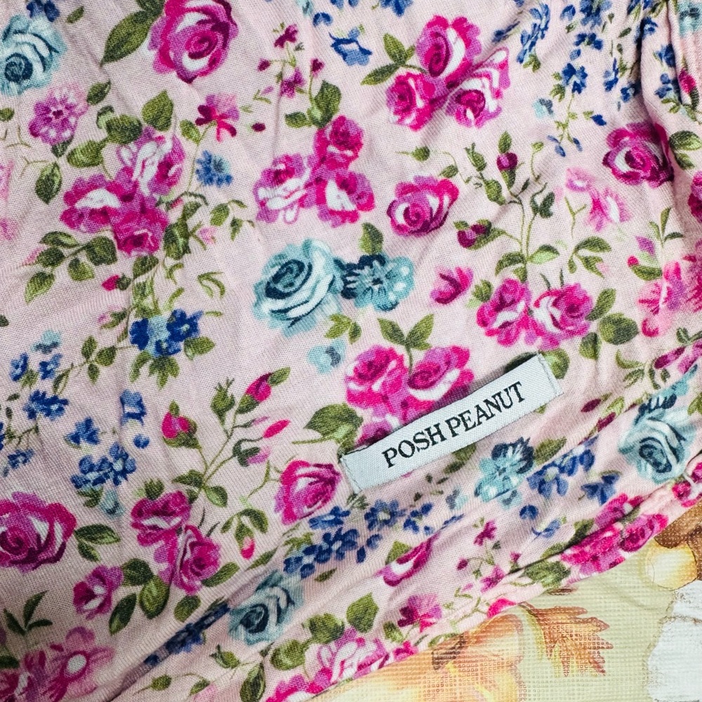 Posh Peanut Pink and Blue Floral Fabric